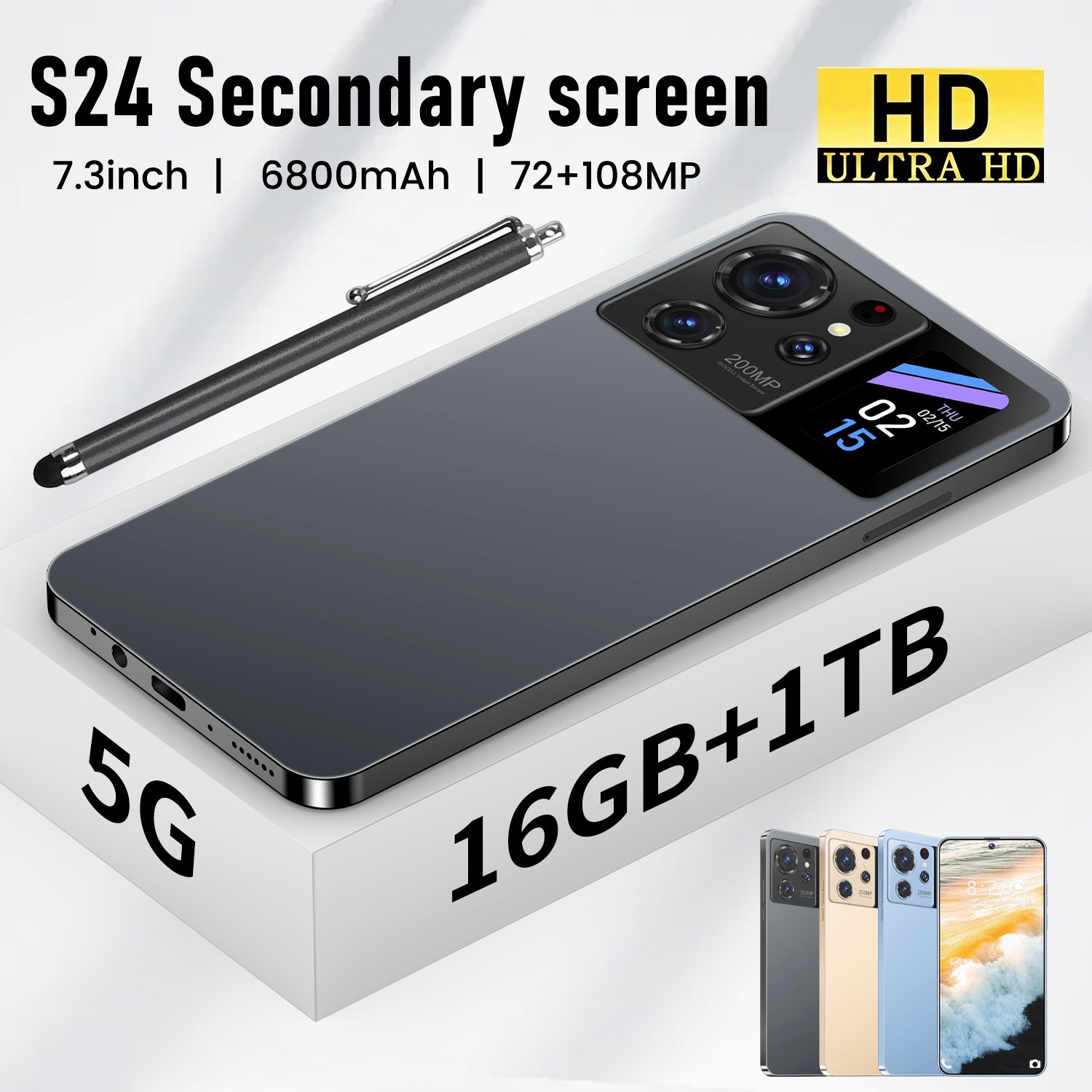 Original S24 Ultra cellphone 7.3Inch Large Screen Android 13.0 Dual SIM Card Mobile Phone 16GB+1TB 4G5G smartphnoes